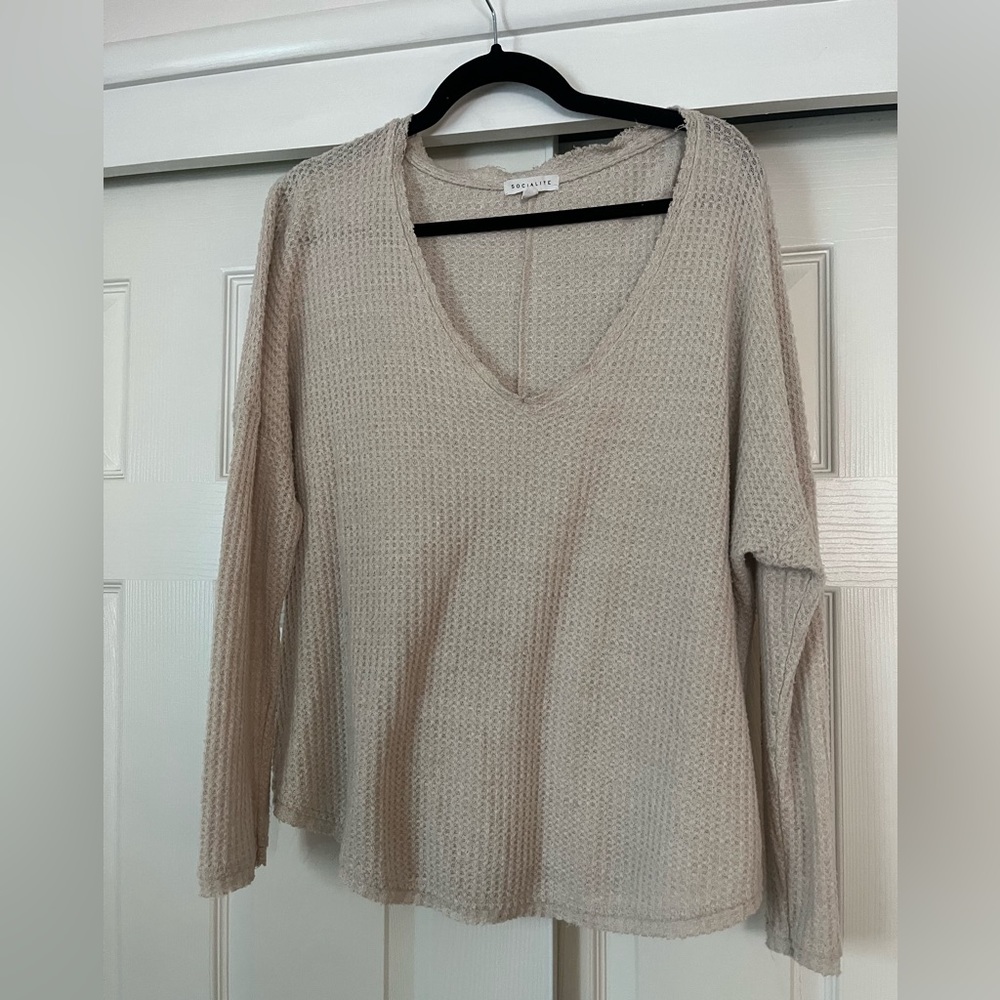 Cream V Neck Sweater
